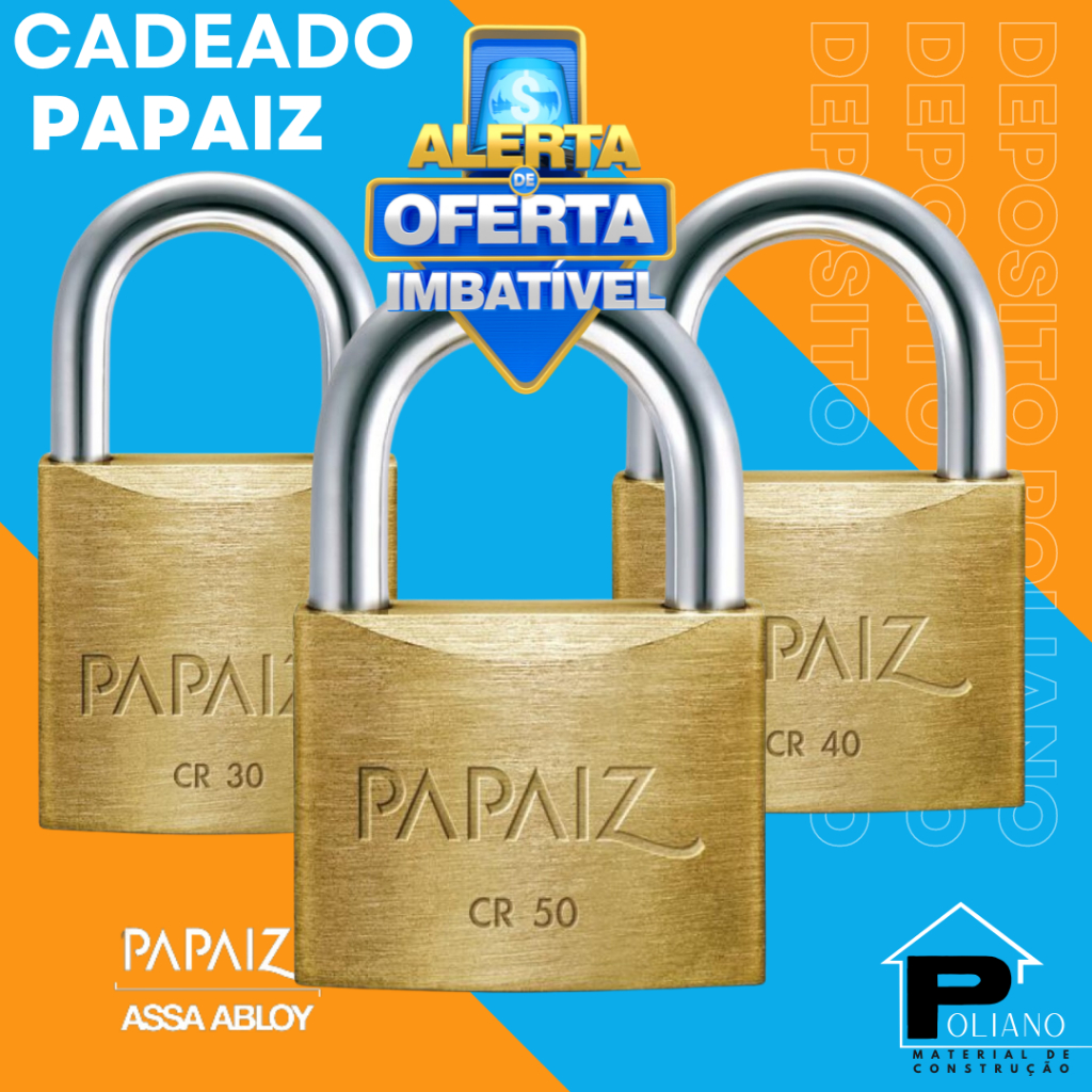 Cadeado Papaiz latão Original  não enferruja Linha Clássica Armário Bicicleta Portão segurança