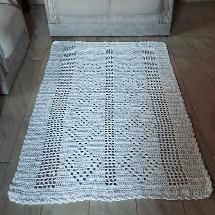 Tapete em Crochê Artesanal Retangular p/ Sala 1.50 x 1.10 cm em Oferta na Shopee