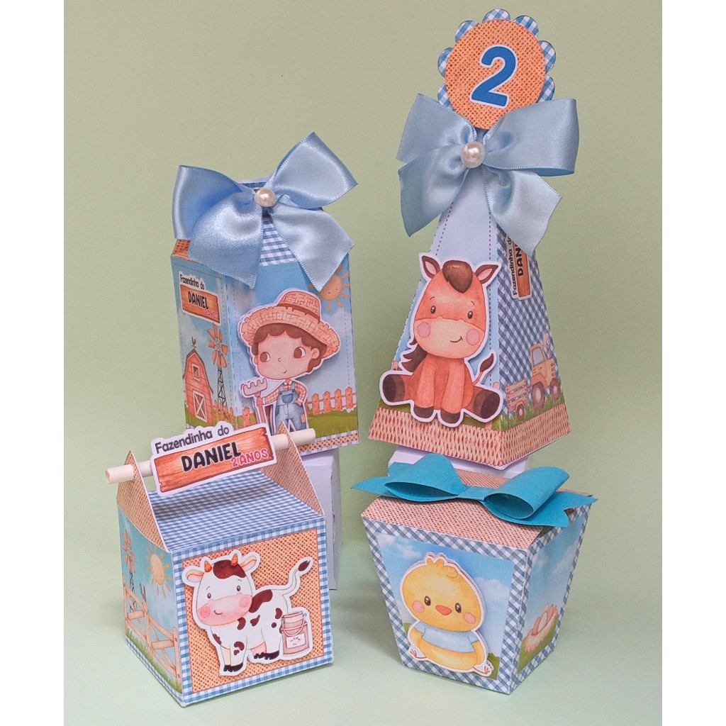 Kit festa Infantil Fazendinha Rosa-Lembrancinhas Aniversário Personalizadas-Caixinha Personalizada