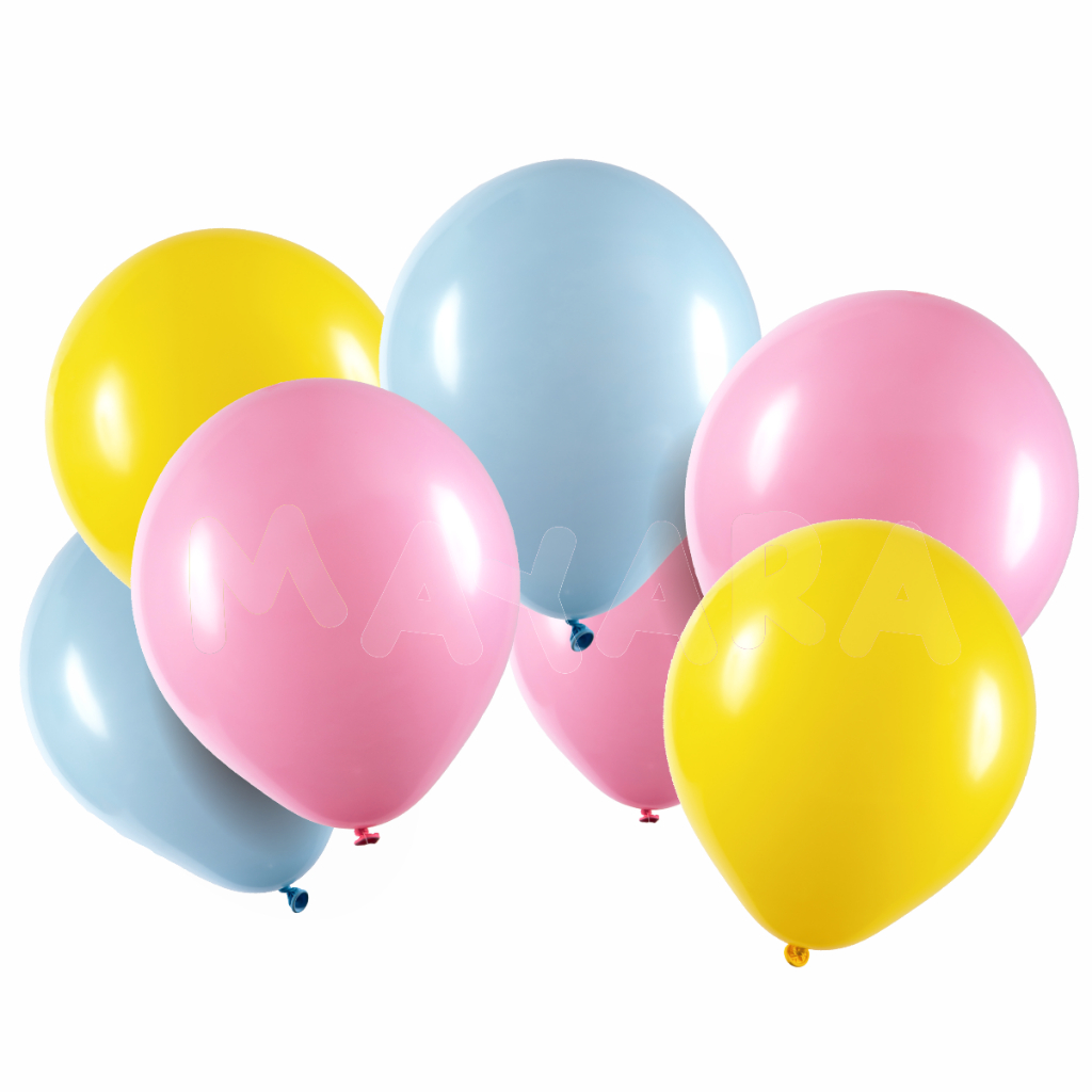 75 unidades Balões - Bexigas Azul Claro Amarelo e Rosa em Oferta na Shopee