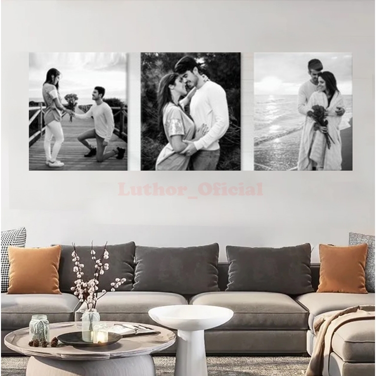 Quadro Decorativo Mosaico 3 Peças personalizado com sua foto Presente Casal, Aniversário, Casamento em Oferta na Shopee