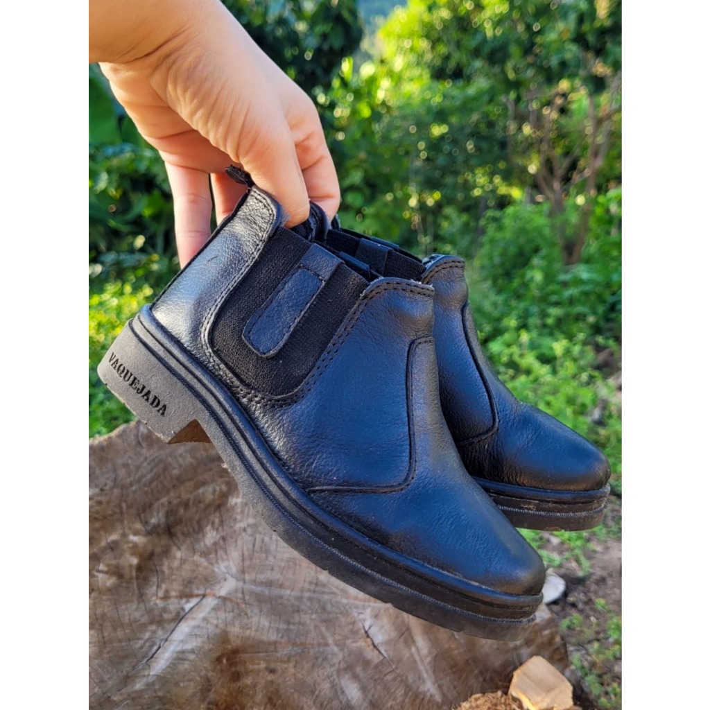 Botina Bota Infantil menino Menina de Couro de Criança Calçado com a sola de Borracha