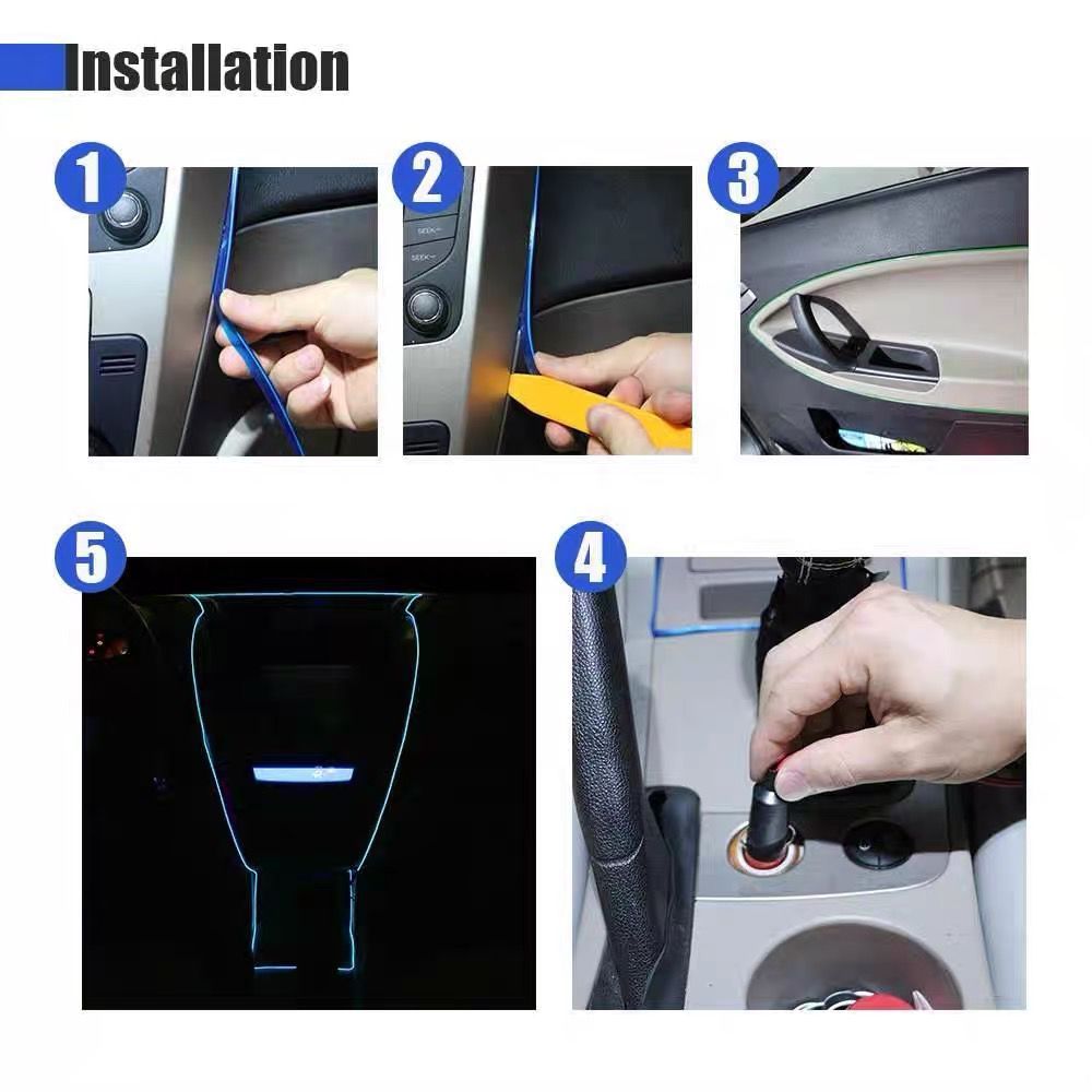 Fita Neon Painel Interior Carro Decoração Automotiva 12V 3 / 5 metros Top Luxo · foto 2