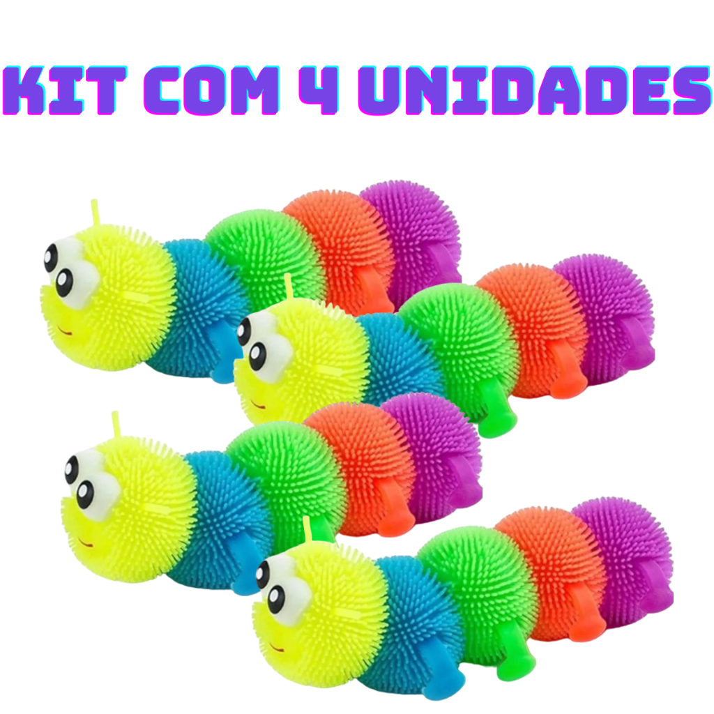 Kit com 4 Centopéia Lagarta com Luz De Apertar E Esticar Colorida em Oferta na Shopee