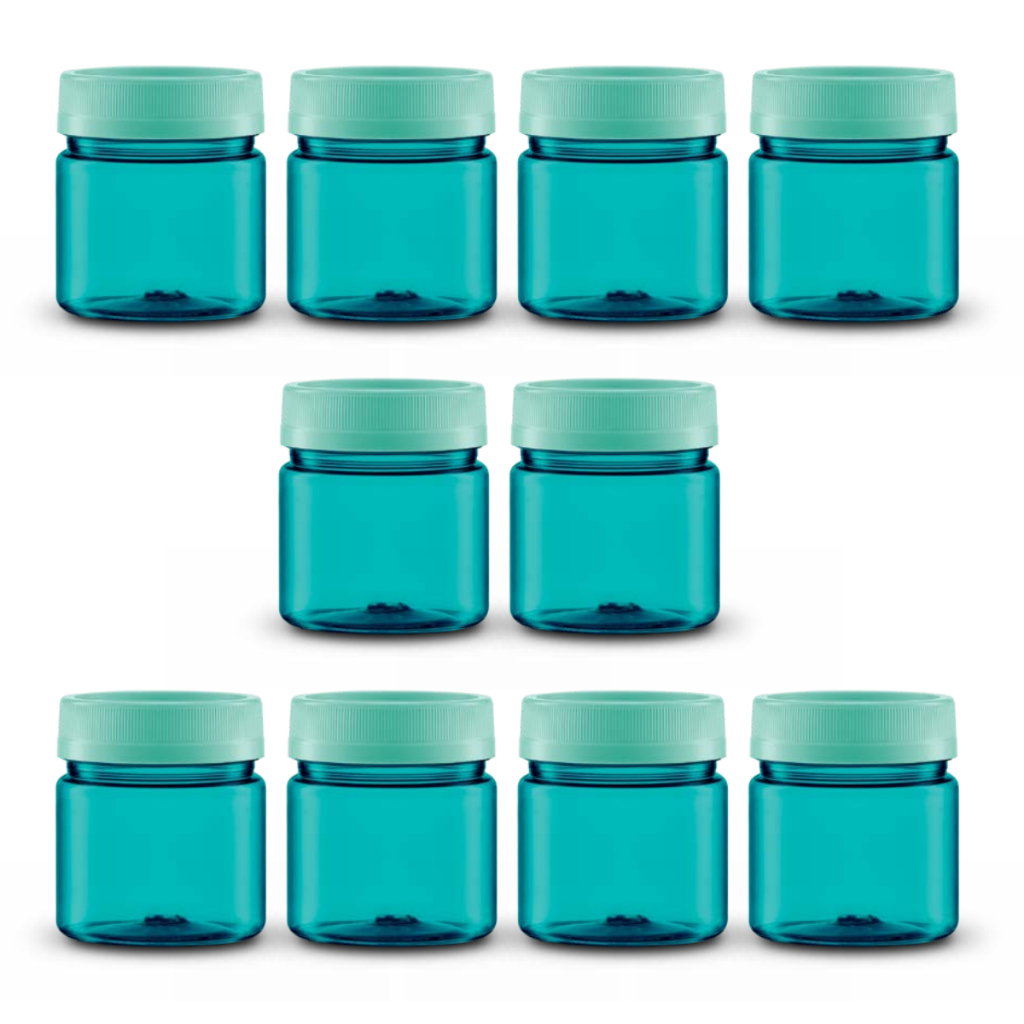 Kit 10 Mini Potes 150ml Azul Tampa Rosca Condimento Potinho Pote Pequeno Mantimento