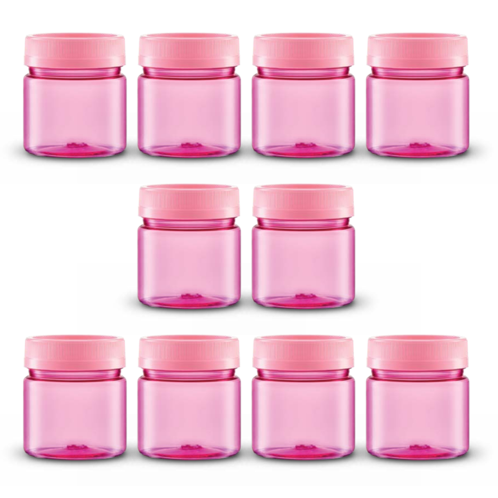 Kit 10 Mini Potes 150ml Rosa Tampa Rosca Condimento Potinho Pote Pequeno Mantimento