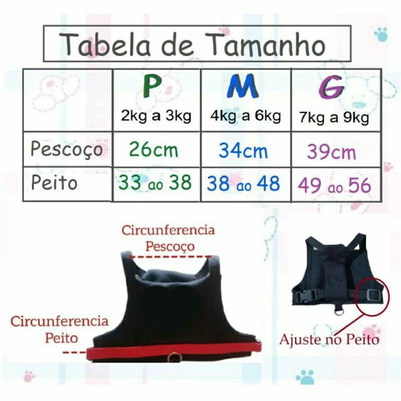 Coleira Peitoral Ajustável com Guia para Pet Vermelha Minnie