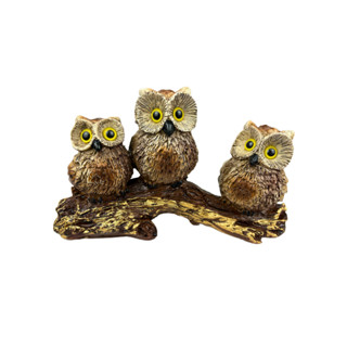 Coruja Sorte Trio Tronco 28cm Decoracao Enfeite Sala Rack