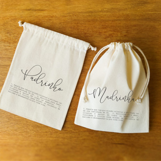 Saquinho de algodão "Padrinho e Madrinha" de BATISMO. em Oferta na Shopee