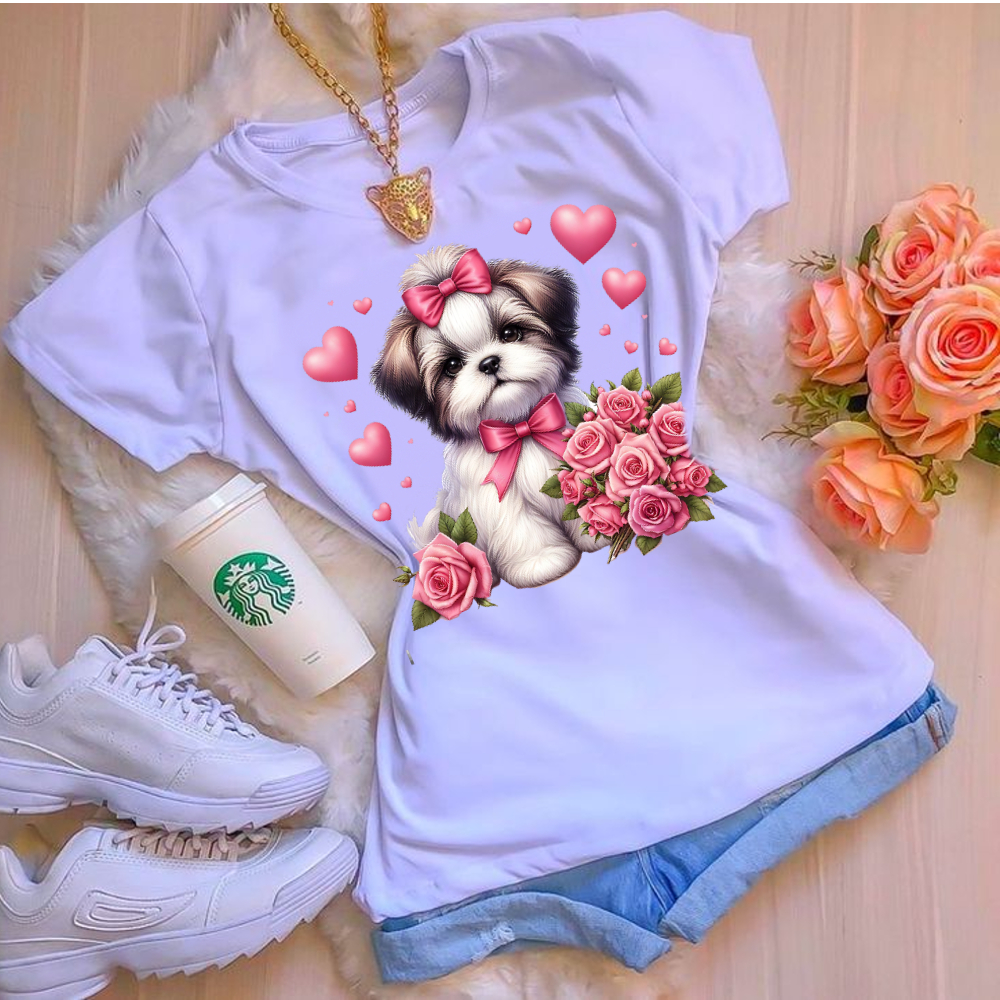 t shirt feminina estampada manga curta branca do P ao GG
