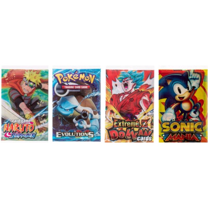 Kit  Card Game 80 Cartinhas  20 Pokemon 20 Dragon Ball 20 Sonic 20 Naruto / 5 Pacotinhos de Cada Tema!