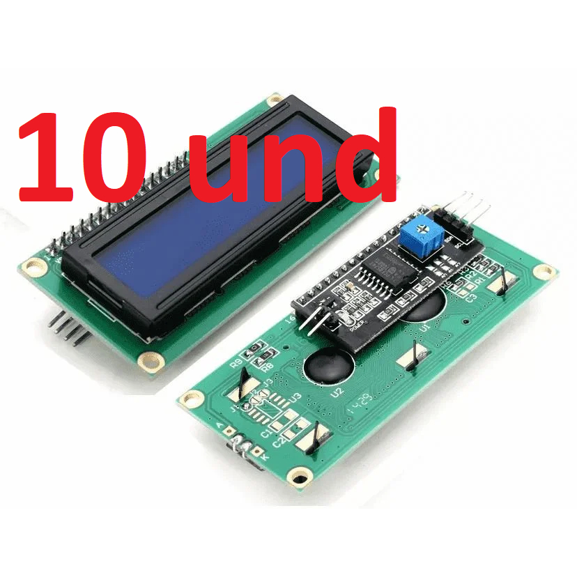 Display Lcd 16x2 + I2C Fundo VERDE/AZUL C/ Modulo I2c Já Soldado