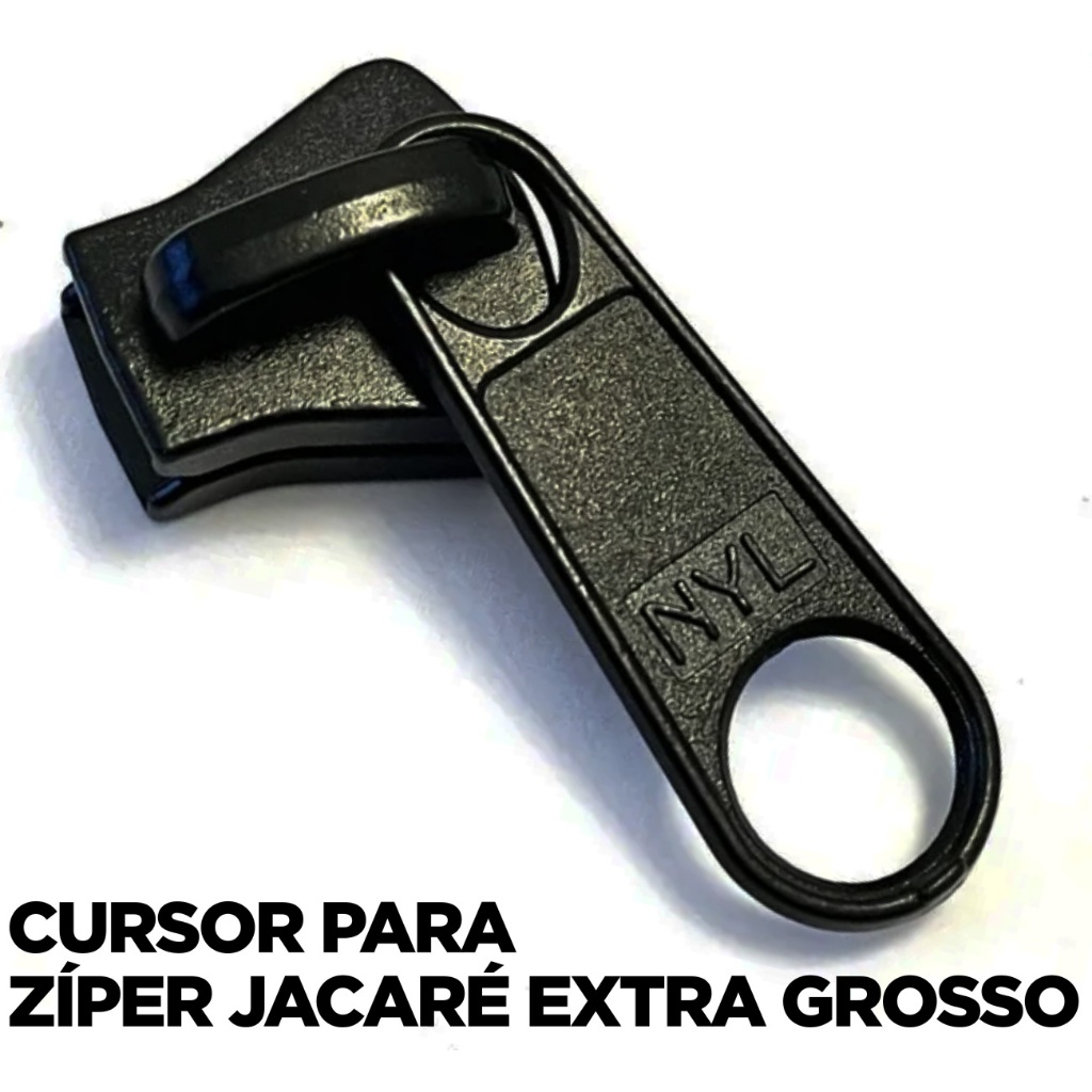 Cursor para Zíper Jacaré Trator Extra Grosso Preto