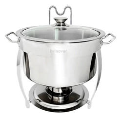 Rechaud Redondo Banho Maria 8 Litros Aço Inox Brinovar