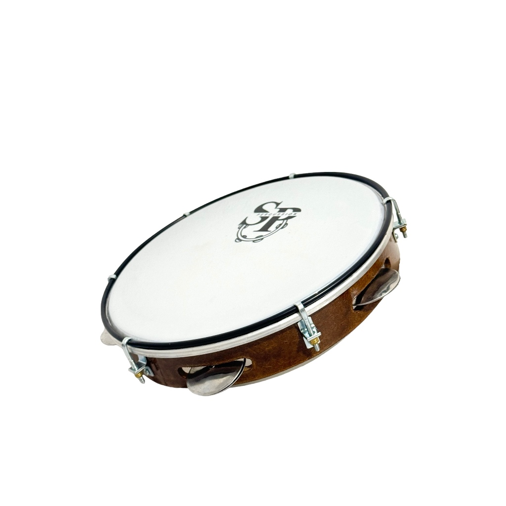 Pandeiro Profissional 10 Polegadas Madeira Pele Leitosa Sp Percussão