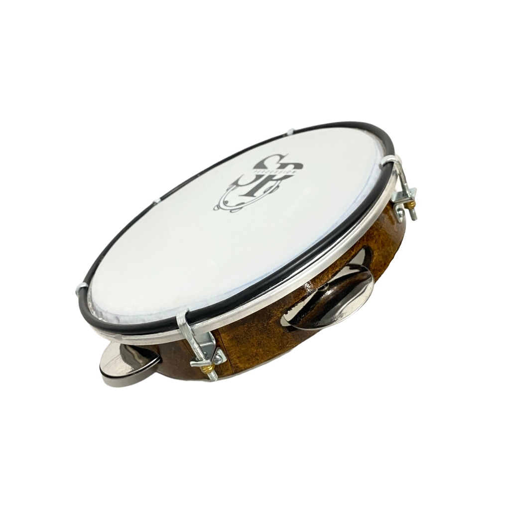 Pandeiro 8 Polegadas Compacto Madeira Pele Leitosa Sp Percussão
