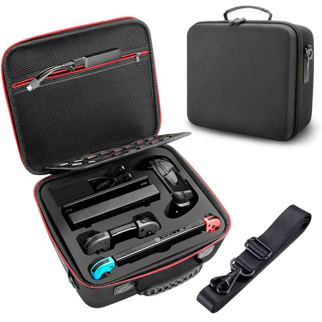 Case Bolsa Estojo Preta Compatível com Nintendo Switch Alça Ombro Transporte Oled Bag Viagem