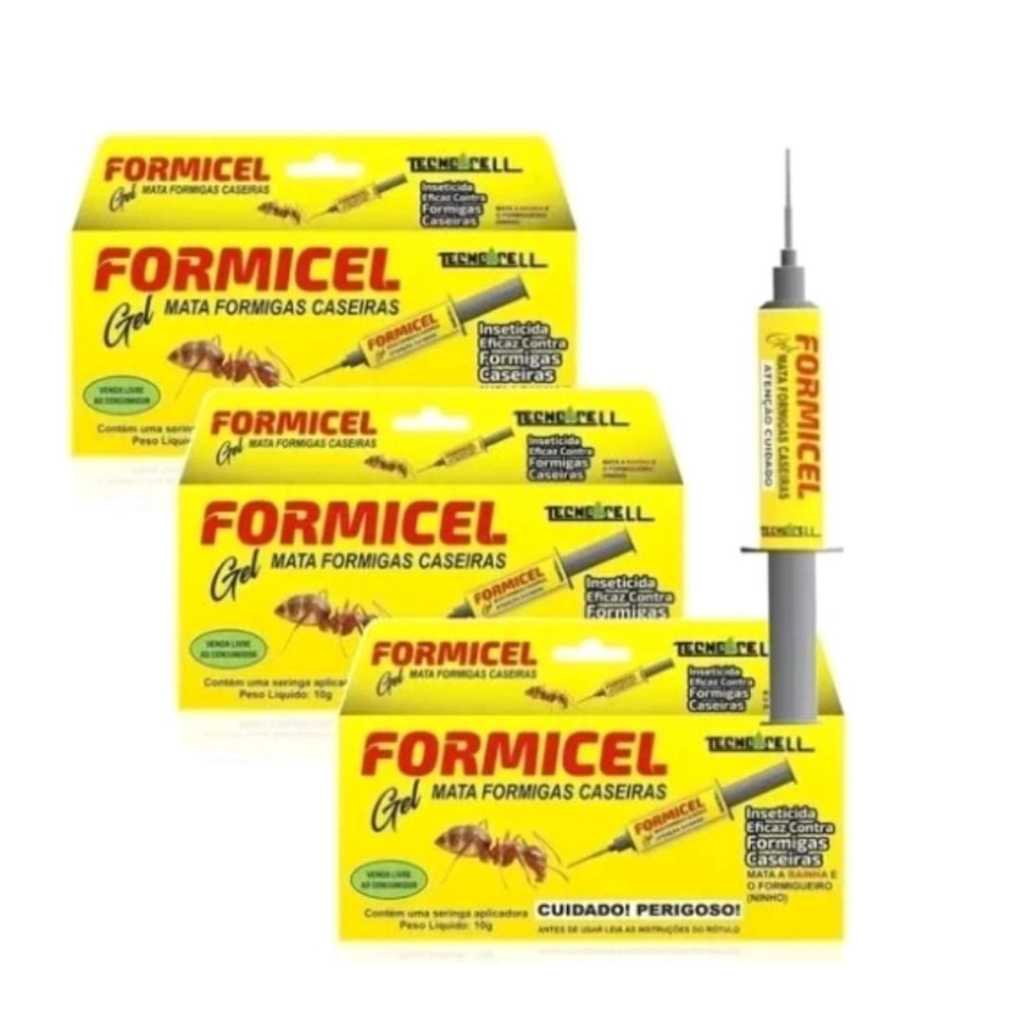 Kit 3 Unidades Gel Mata Formigas Caseiras Tecnocell Formicel 10g