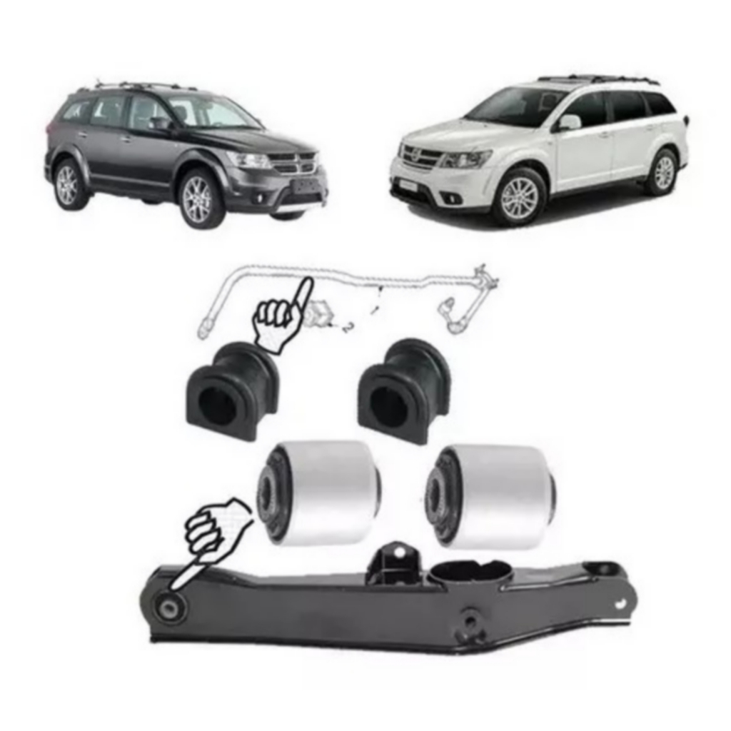 Kit 02 Buchas Bandeja + 02 Buchas da Barra Estabilizadora Traseira Fiat Freemont-dodge Journey
