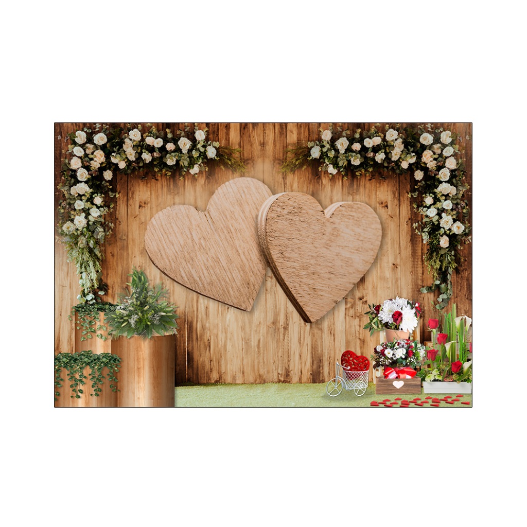 Fundo Fotográfico - Dia Dos Namorados Corações Efeito Madeira 029 em Oferta na Shopee