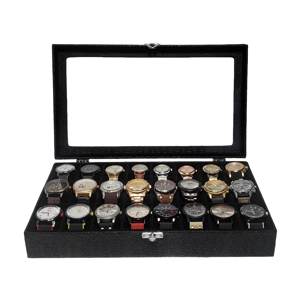 Estojo Para Organizar 24 Relógios Com Preto Interno Aveludado em Oferta na Shopee