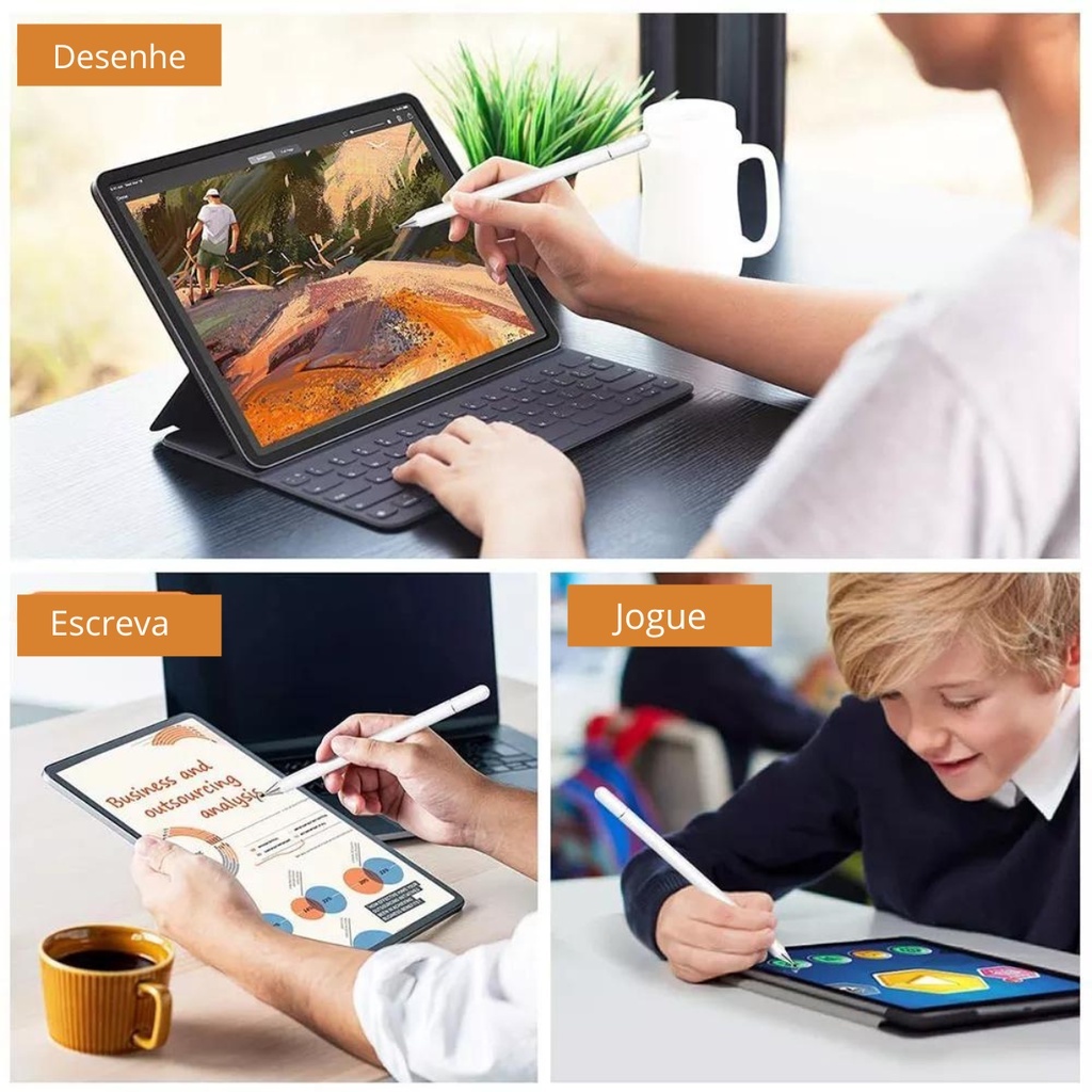 Caneta Colorida Ponta Fina Touch e Esferográfica 2 em 1 Para Smartphone Tablet Pencil Tela Touch Screen Desenho — imagem 2 de 2