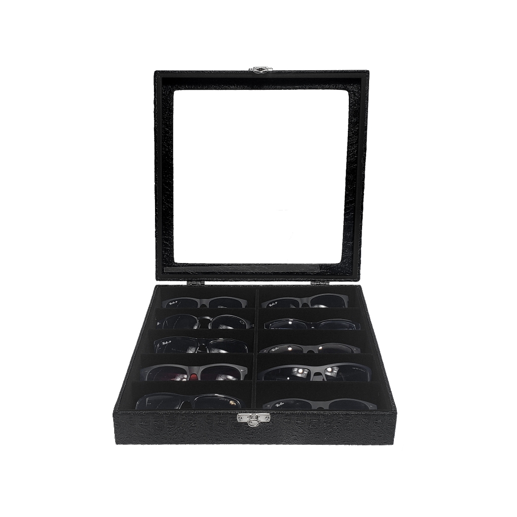 Estojo Para Guardar 10 Óculos Interno Preto