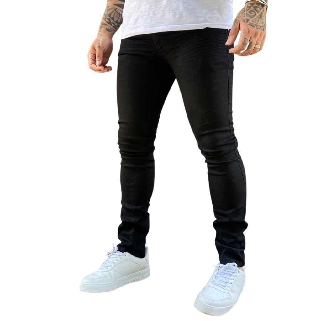 Calça Masculina Jeans Preta Skinny Elastano  Casual Trabalho  Premium em Oferta na Shopee