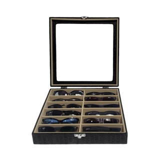 Caixa Estojo Porta Óculos Com 12 Casulos Couro Ecológico Interno Bege em Oferta na Shopee