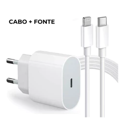 Kit Carregador Para iPhone Fonte + Cabo 20w PD Turbo Rapido Tipo C Lightning