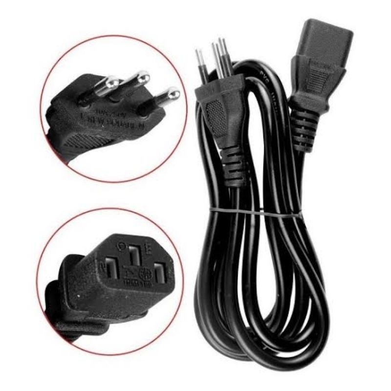 Kit com 10 Cabos de Força para PC Tripolar 3x0,5mm P/ Cpu E Fontes 1,5m Nbr.