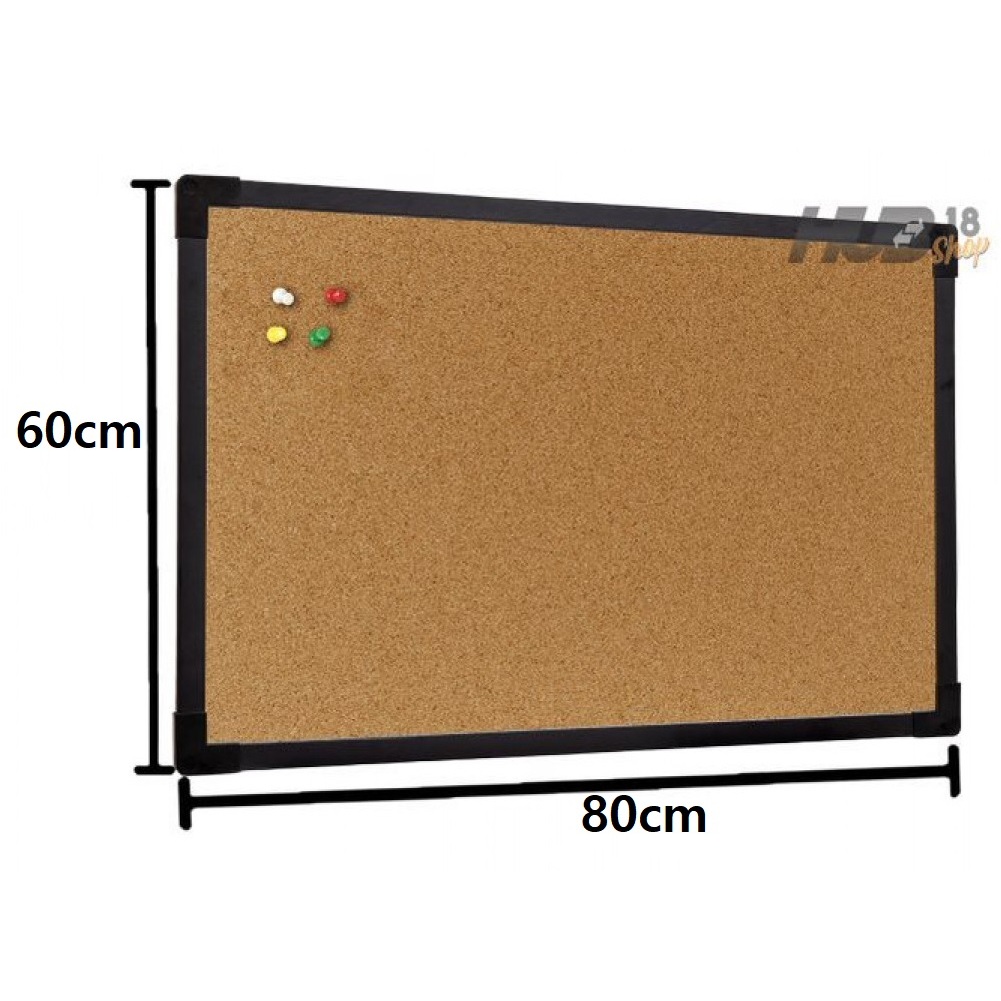 Quadro Cortiça Aviso Fotos Mural 80X60cm Moldura Preta Stalo