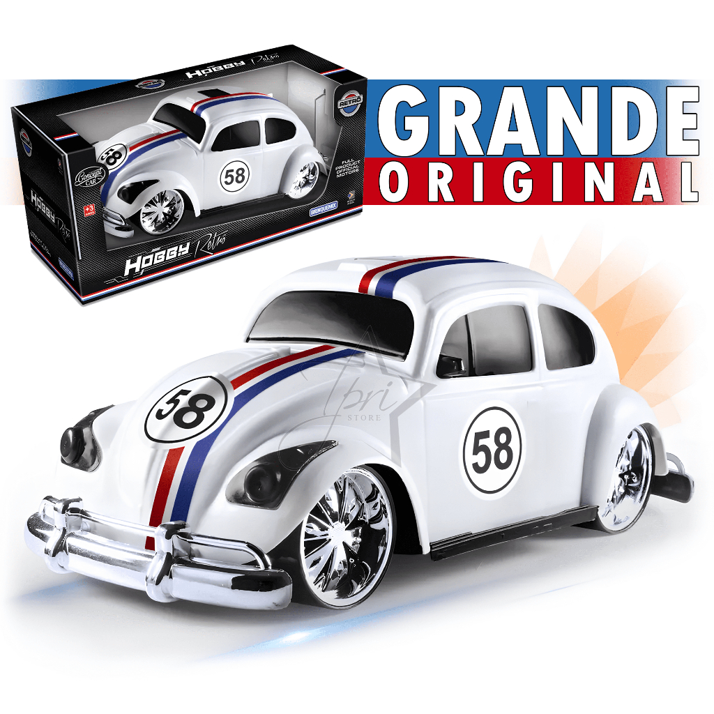 Carrinho Fusca Herbie Brinquedo Infantil Menino Carro Retrô Hobby Miniatura Fusquinha Coleção 1:24
