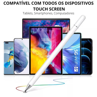 Caneta Colorida Ponta Fina Touch e Esferográfica 2 em 1 Para Smartphone Tablet Pencil Tela Touch Screen Desenho em Oferta na Shopee