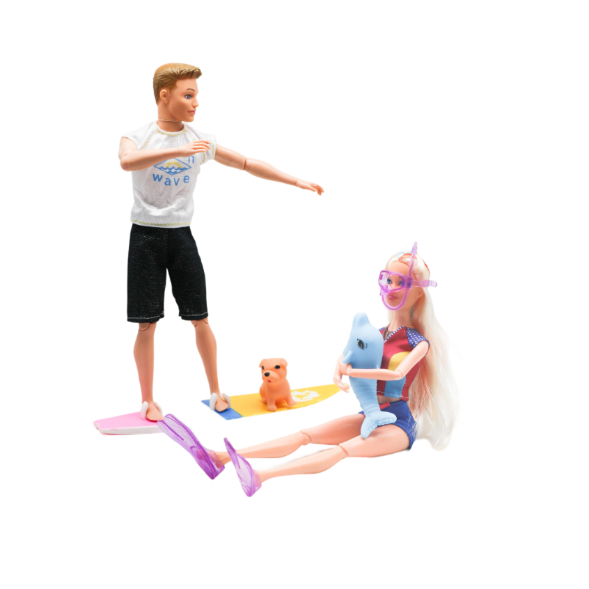 Brinquedo Kit Casal Com Acessórios Diversos Mergulho/Surf