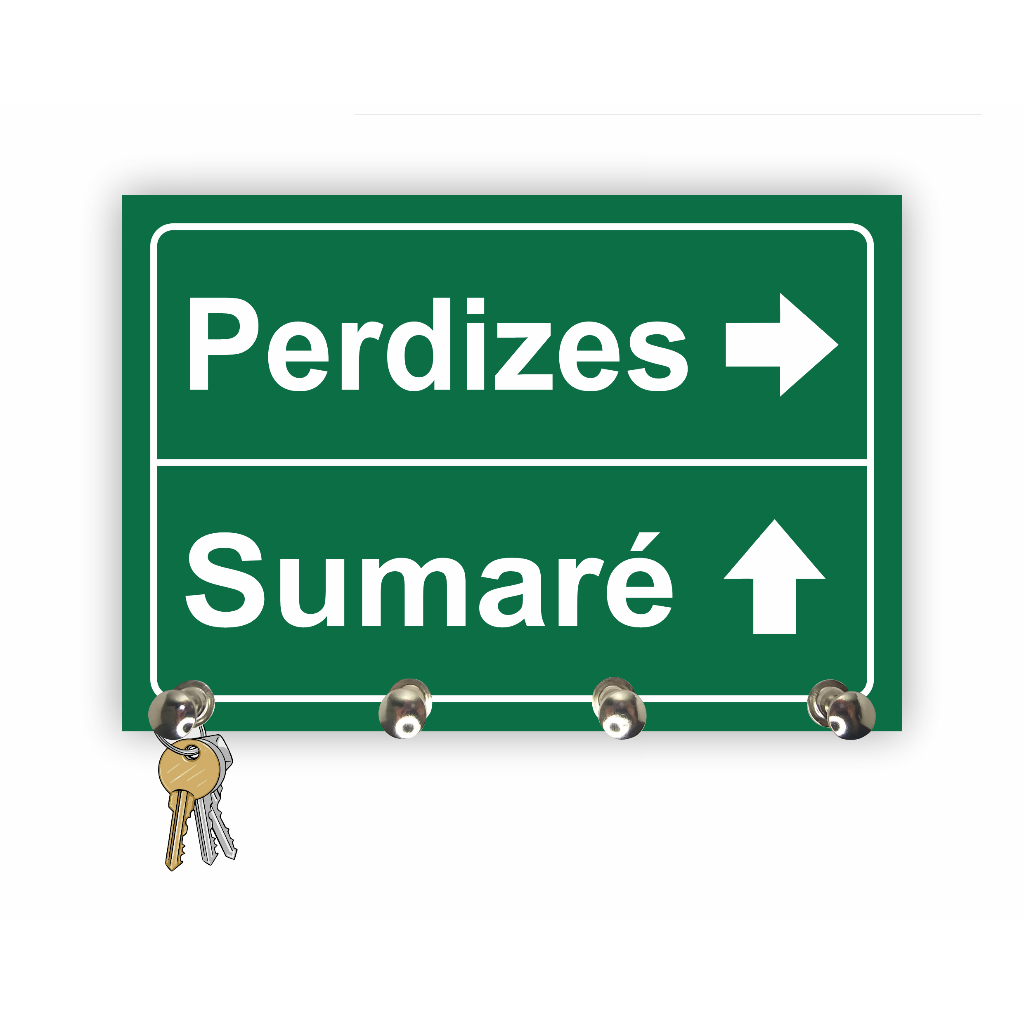 Porta Chaves de Parede Placa Sumare Perdizes Placa de Rua em MDF