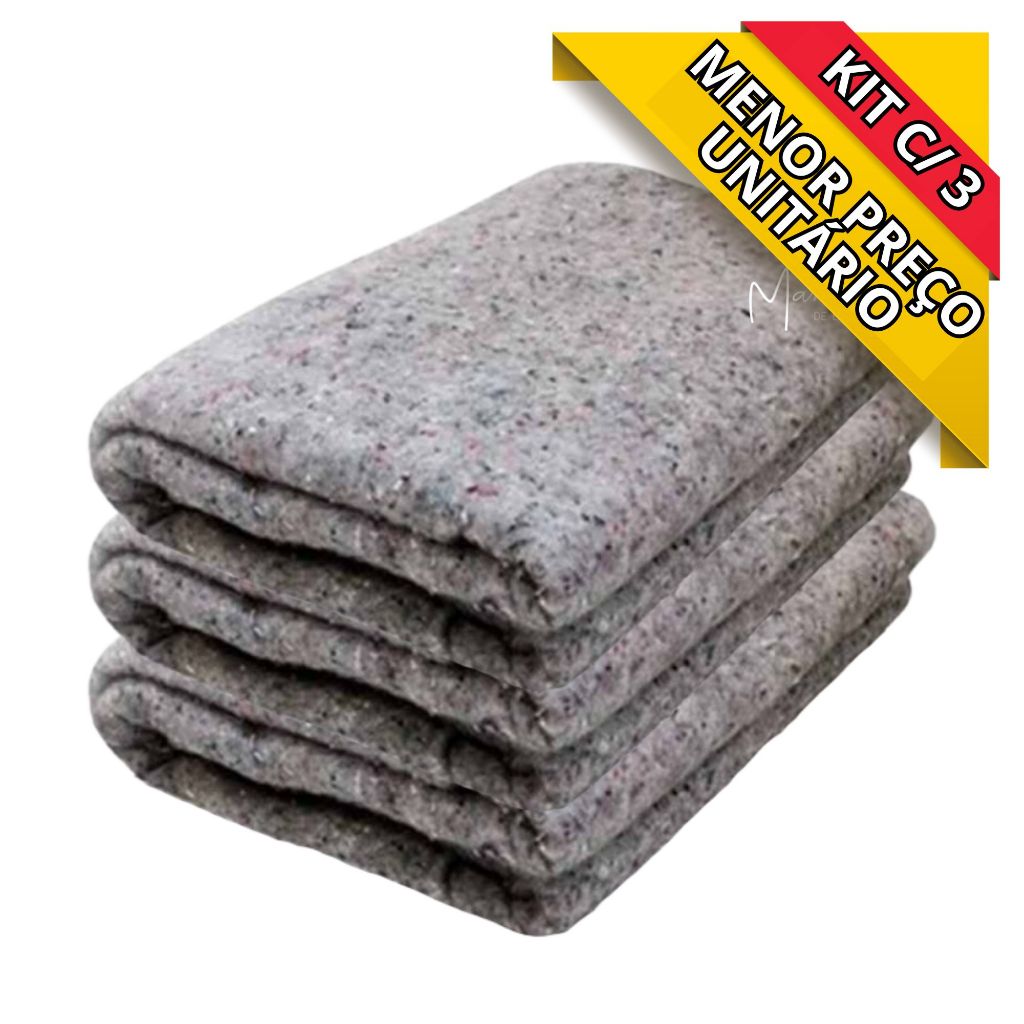 Kit 3 Cobertores Manta Casal Doação Popular Grosso 1,60m x 1,90m Cobertor Sorriso - Home & Living