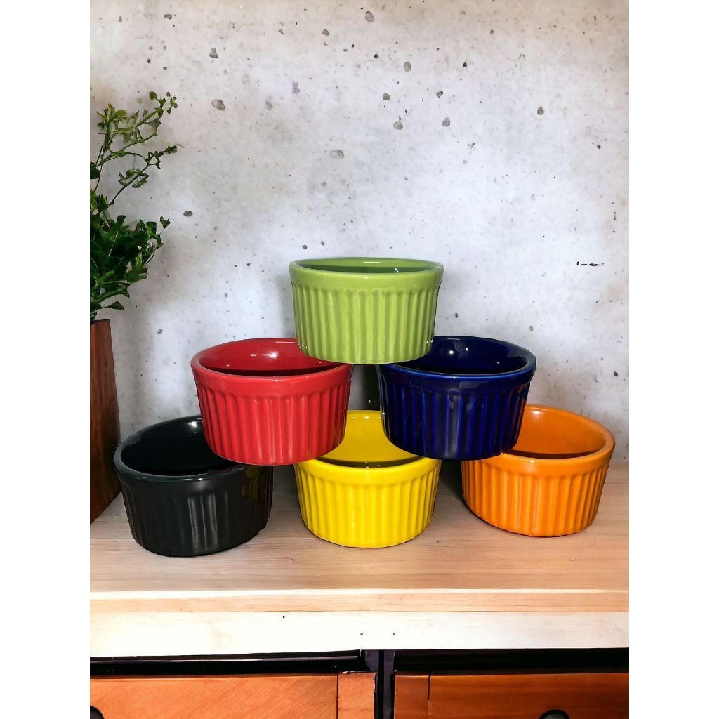 Kit 6 Ramequins Coloridos de Porcelana Decorpan em Oferta na Shopee