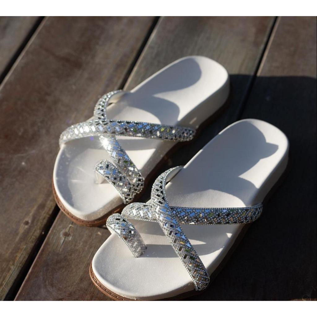 Sandália feminino Birken Papete em cordas Flat form com amarração rasteirinha feminina amarrar na perna