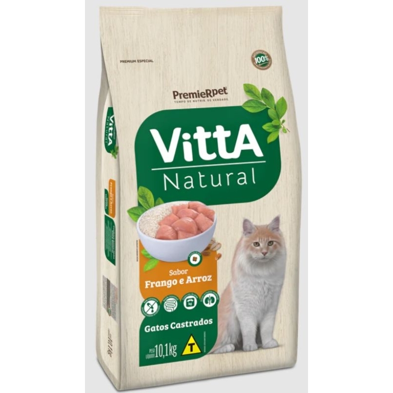 Ração Vitta Natural Gatos Castrados Sabor Frango e Arroz 10kg