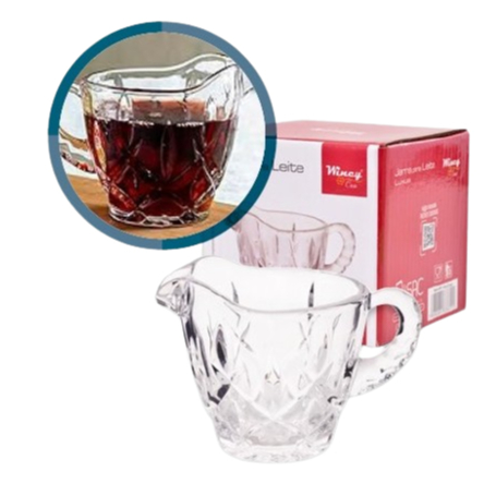 Mini Jarra Molheira Leiteira De Vidro Transparente Luxus 175ml