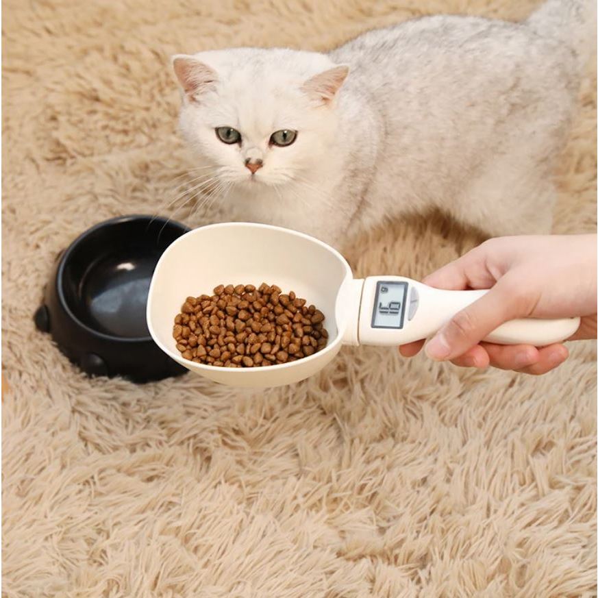 Balança Colher Digital Pega Ração Dosador Precisão LCD Para Pet Cachorro Gato Cozinha Alimentos Receitas
