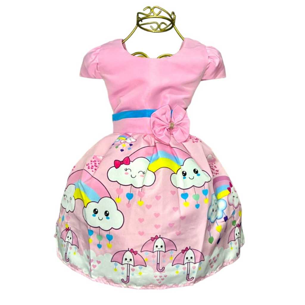 Vestido Infantil Temático CHUVA DE AMOR Aniversários e Festas. em Oferta na Shopee