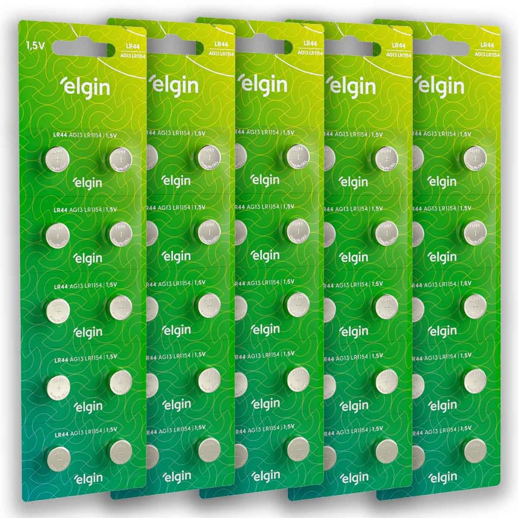Pilha Alcalina LR44 Elgin Bateria A76 Ag13 kit 50 unidades em Oferta na Shopee