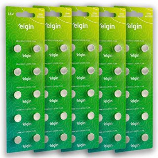 Pilha Alcalina LR44 Elgin Bateria A76 Ag13 kit 50 unidades em Oferta na Shopee