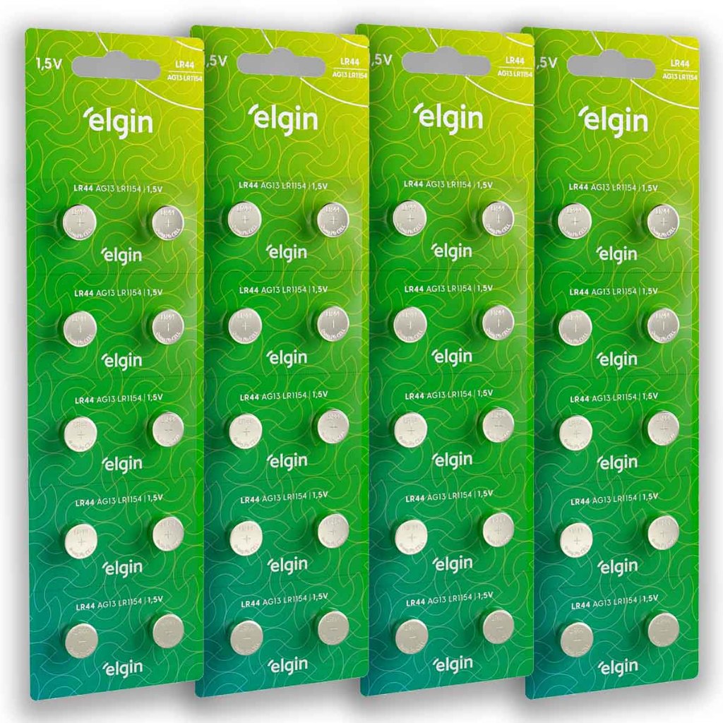 Pilha Alcalina LR44 Elgin Bateria A76 Ag13 kit 40 unidades em Oferta na Shopee