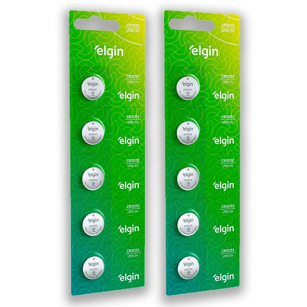 Pilha CR2032 3V Elgin Bateria Moeda kit 10 unidades em Oferta na Shopee