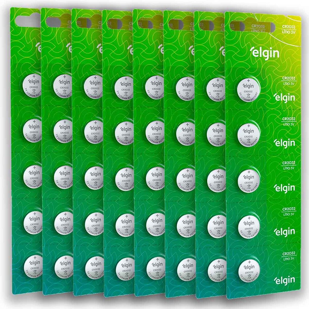 Pilha CR2032 3V Elgin Bateria Moeda kit 40 unidades em Oferta na Shopee