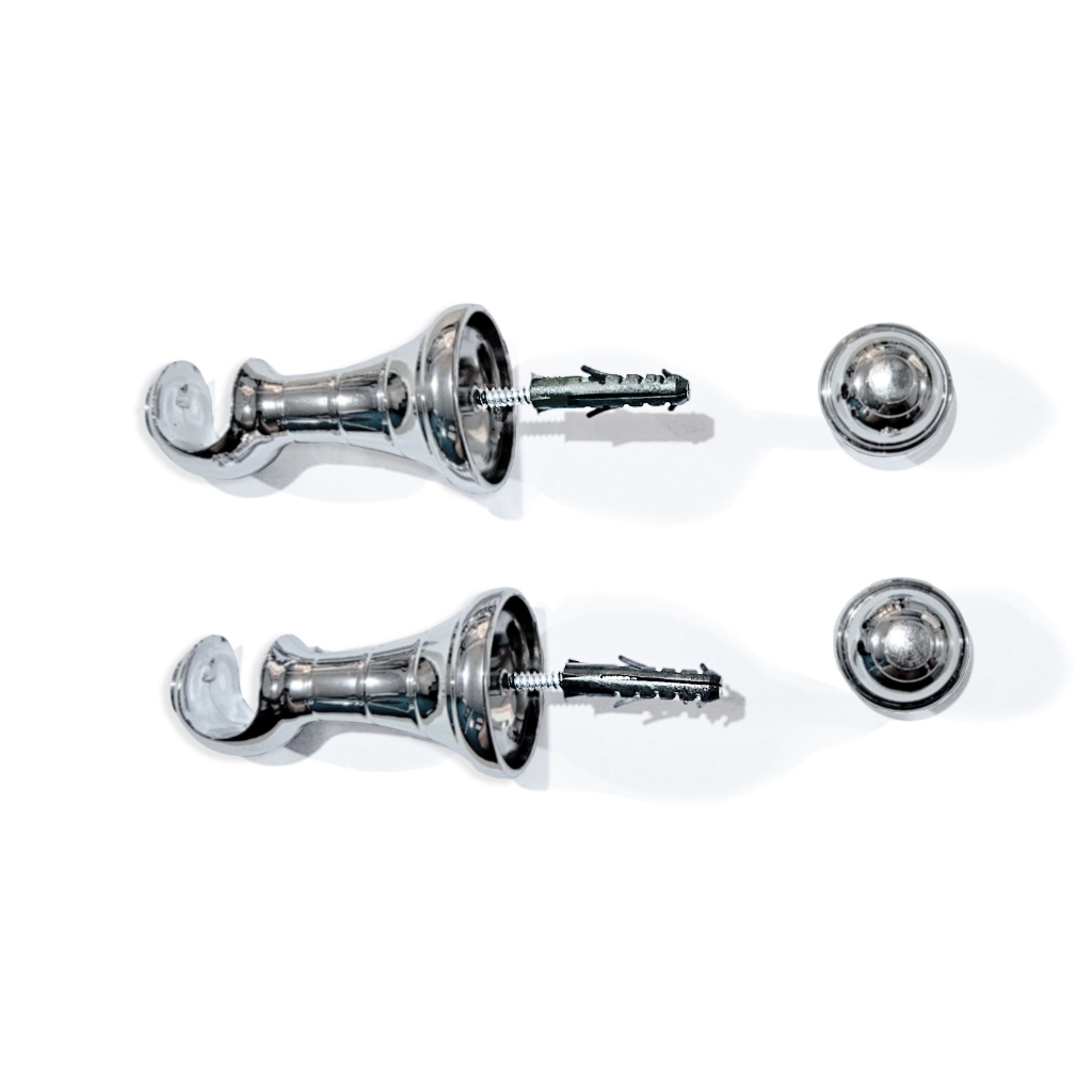 Kit 2 Suporte Prateado Cromado Para Varão de Cortina 19mm