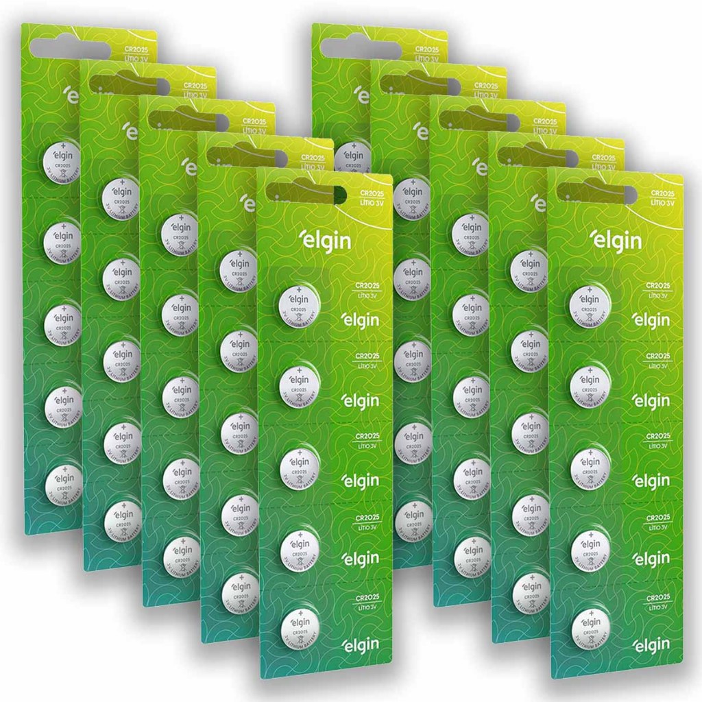 Pilha CR2025 3V Elgin Bateria Moeda kit 50 unidades em Oferta na Shopee